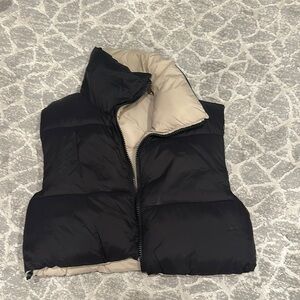 Reversible Black and Cream Puffer Vest